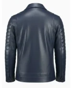 Navy Blue Storm Biker Leather Jacket