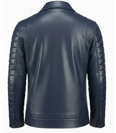 Navy Blue Storm Biker Leather Jacket