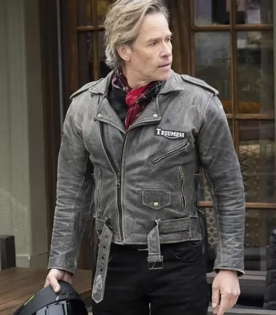 Neighbours Guy Pearce Leather Grey Jacket