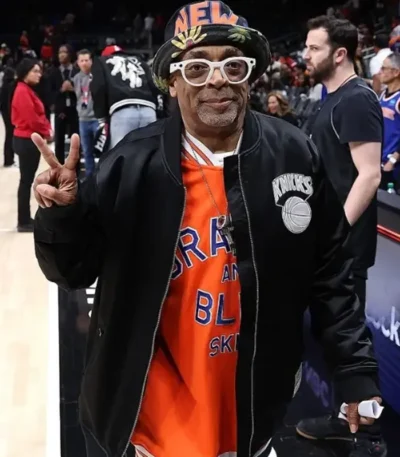 New York Knicks v Atlanta Hawks Spike Lee Black Satin Jacket