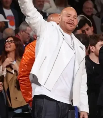 Knicks vs. Cavaliers Game 2 Fat Joe White Biker Jacket