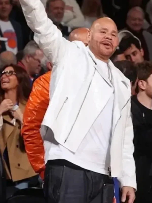 Knicks vs. Cavaliers Game 2 Fat Joe White Biker Jacket
