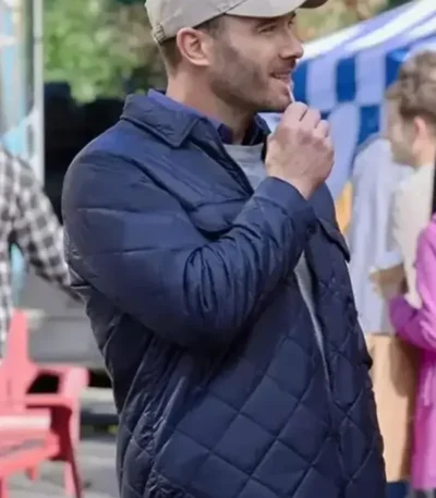 Notes of Autumn Luke Macfarlane Blue Quilted Jacket