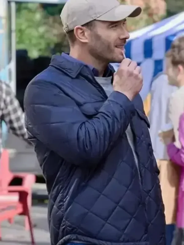 Notes of Autumn Luke Macfarlane Blue Quilted Jacket