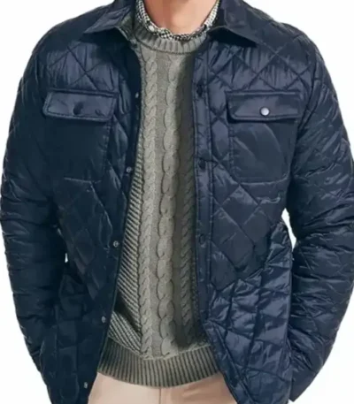 Notes of Autumn Luke Macfarlane Blue Quilted Jacket