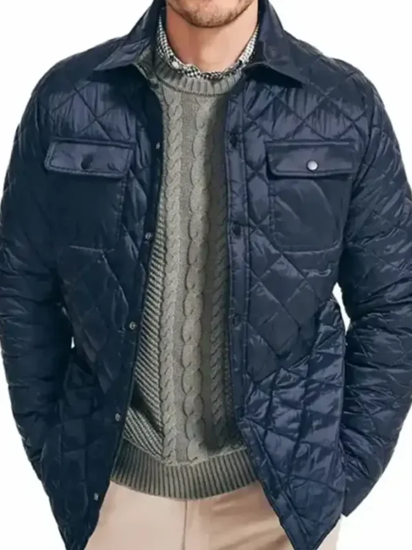 Notes of Autumn Luke Macfarlane Blue Quilted Jacket