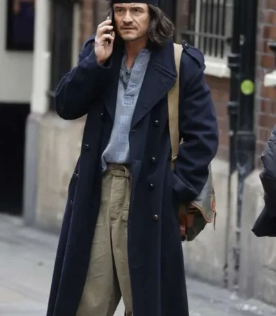 Orlando Bloom Deep Cover Blue Wool Coat