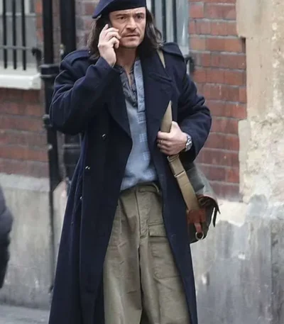 Orlando Bloom Deep Cover Blue Wool Coat