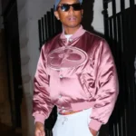 Paris 2026 Pharrell Williams Pink Satin Bomber Jacket