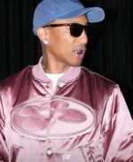 Paris 2026 Pharrell Williams Pink Satin Bomber Jacket