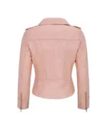 Pink Leather Biker Jacket Womens
