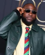 Power 100 Party Davido Green Leather Jacket