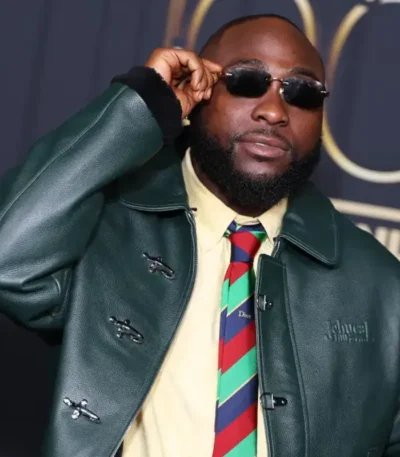 Power 100 Party Davido Green Leather Jacket