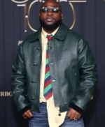 Power 100 Party Davido Green Leather Jacket