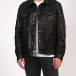 Premium Black Leather Trucker Jacket