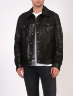 Premium Black Leather Trucker Jacket