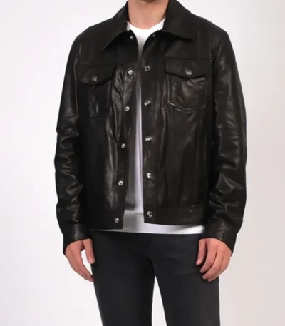 Premium Black Leather Trucker Jacket