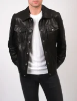 Premium Black Leather Trucker Jacket