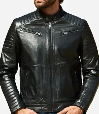 Premium Black Quilted Zipper Leather Jacket