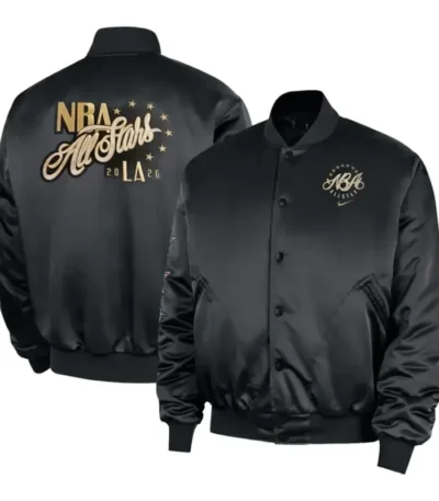 Pro Basketball All-Star 2026 Black Satin Jacket