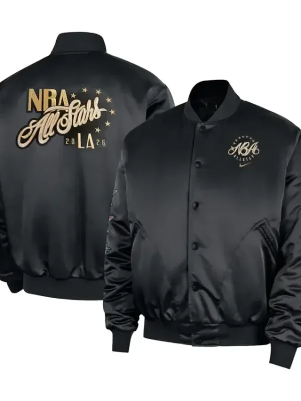Pro Basketball All-Star 2026 Black Satin Jacket