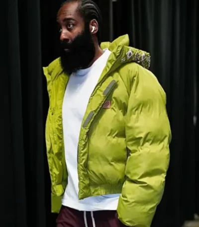 Pro Basketball Playoffs 2026 James Harden Green Puffer Jacket