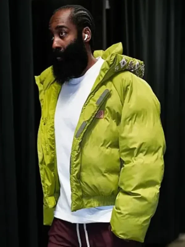 Pro Basketball Playoffs 2026 James Harden Green Puffer Jacket