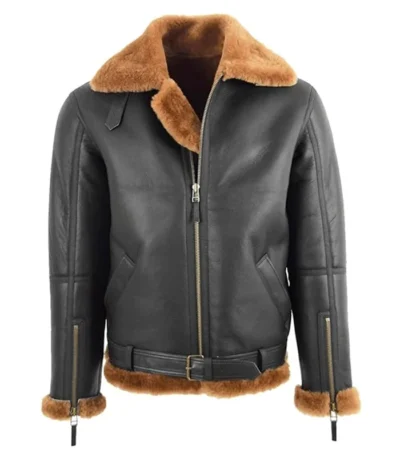 RAF Black B-3 Bomber Shearling Jacket