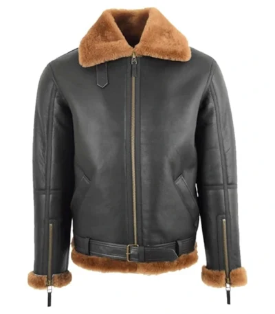 RAF Black B-3 Bomber Shearling Jacket