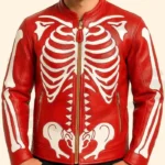 Red Skeleton Leather Cosplay Jacket