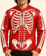 Red Skeleton Leather Cosplay Jacket