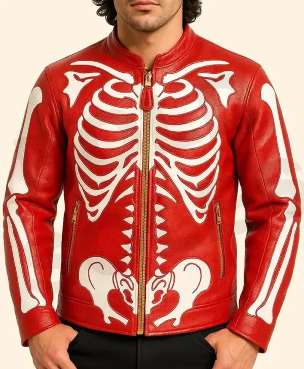 Red Skeleton Leather Cosplay Jacket