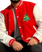 Red and White Christmas Varsity Jacket