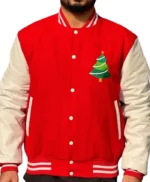 Red and White Christmas Varsity Jacket