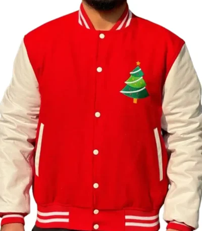 Red and White Christmas Varsity Jacket