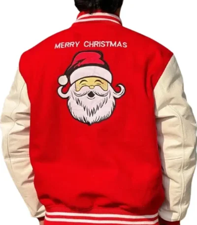 Red and White Christmas Varsity Jacket