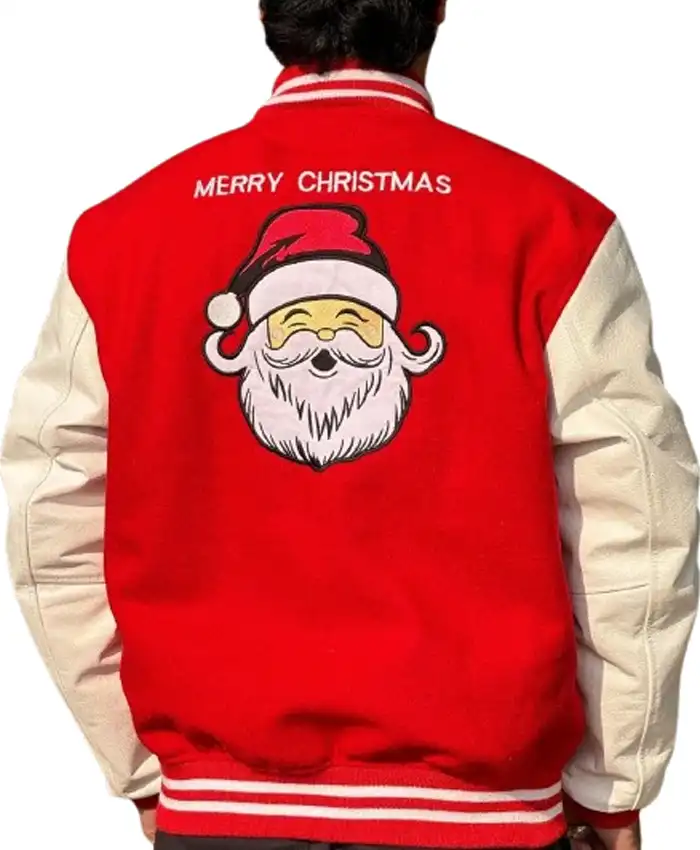 Red and White Christmas Varsity Jacket Red and White Christmas Varsity Jacket