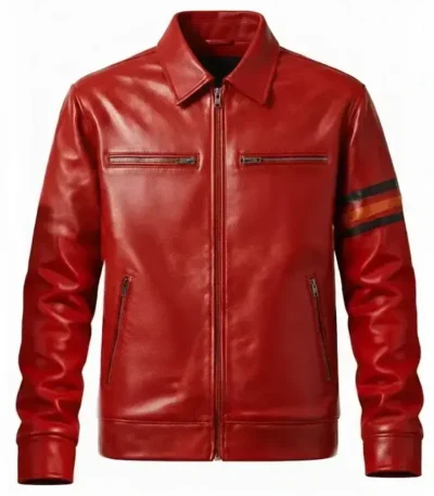 Retro Casual Red Leather Jacket