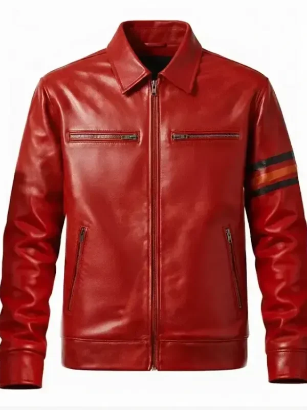 Retro Casual Red Leather Jacket