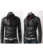Rider Strap Pocket Slim Fit Leather Jacket Vintage Belted
