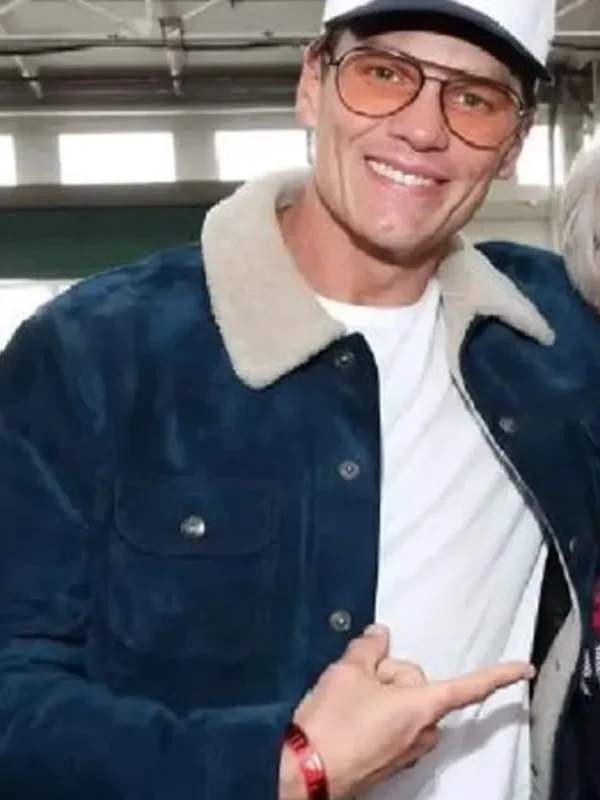 Super Bowl Party Tom Brady Blue Suede Jacket