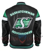 Saskatchewan Roughriders Black Leather Varsity Jacket