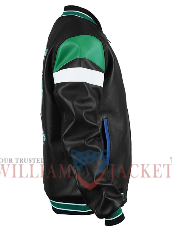 Saskatchewan Roughriders Black Leather Varsity Jacket