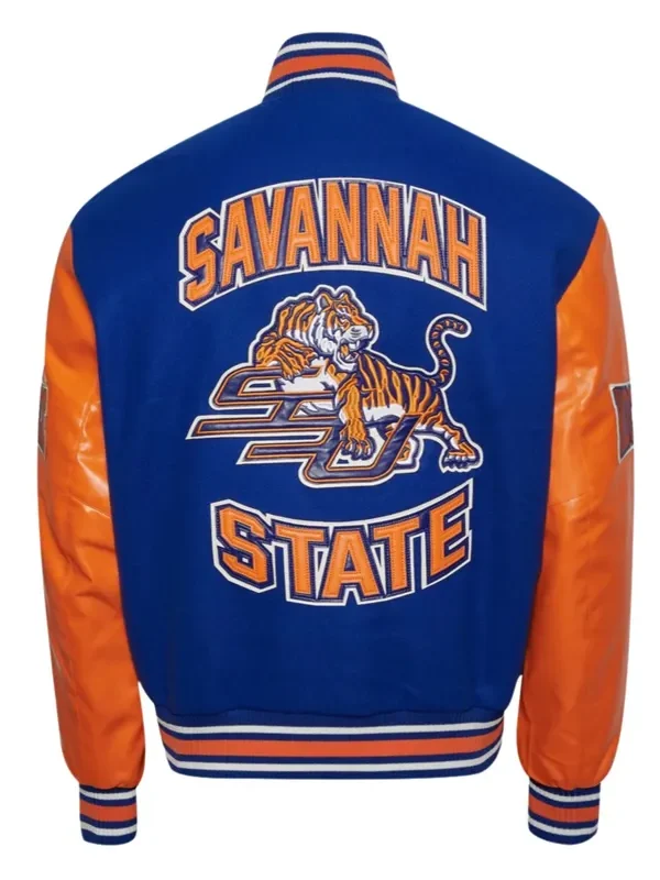 Savannah State University Royal and Orange Varsity Jacket