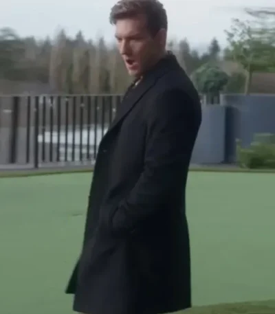 Scott Michael Foster Return to Office Black Wool Coat
