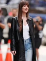 Dakota Johnson Materialists Leather Coat