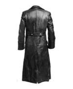 German Classic Officer WW2 Military Uniform Black Leather Trench Coat