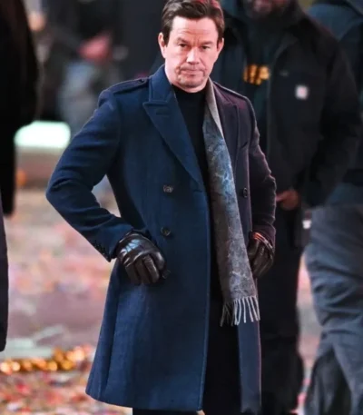 Mark Wahlberg Play Dirty Blue Wool Coat