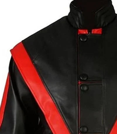 Michael Jackson Red Stripe Black Leather Jacket