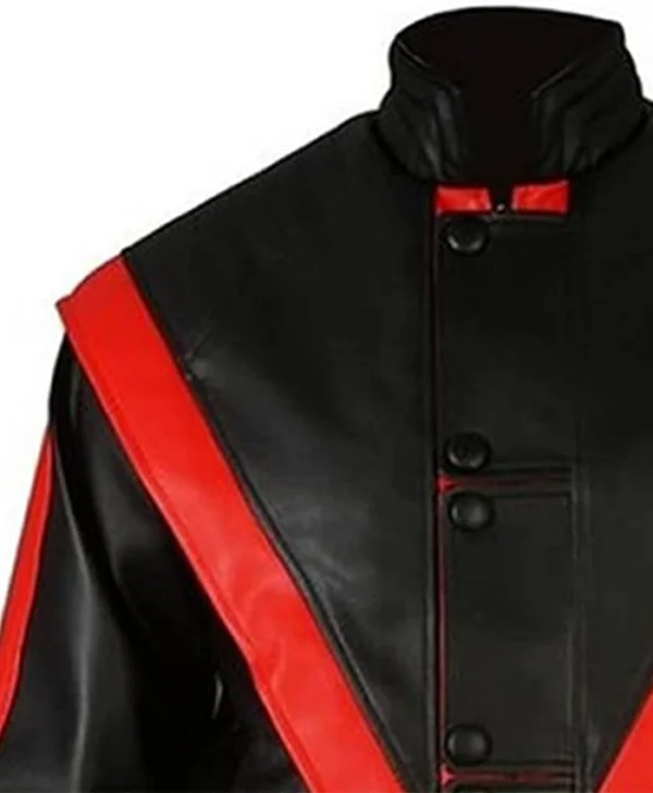 Michael Jackson Red Stripe Black Leather Jacket